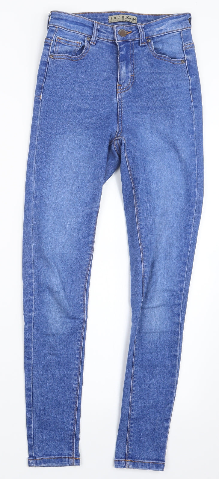 Denim Co. Womens Blue  Denim Straight Jeans Size 6 L26 in