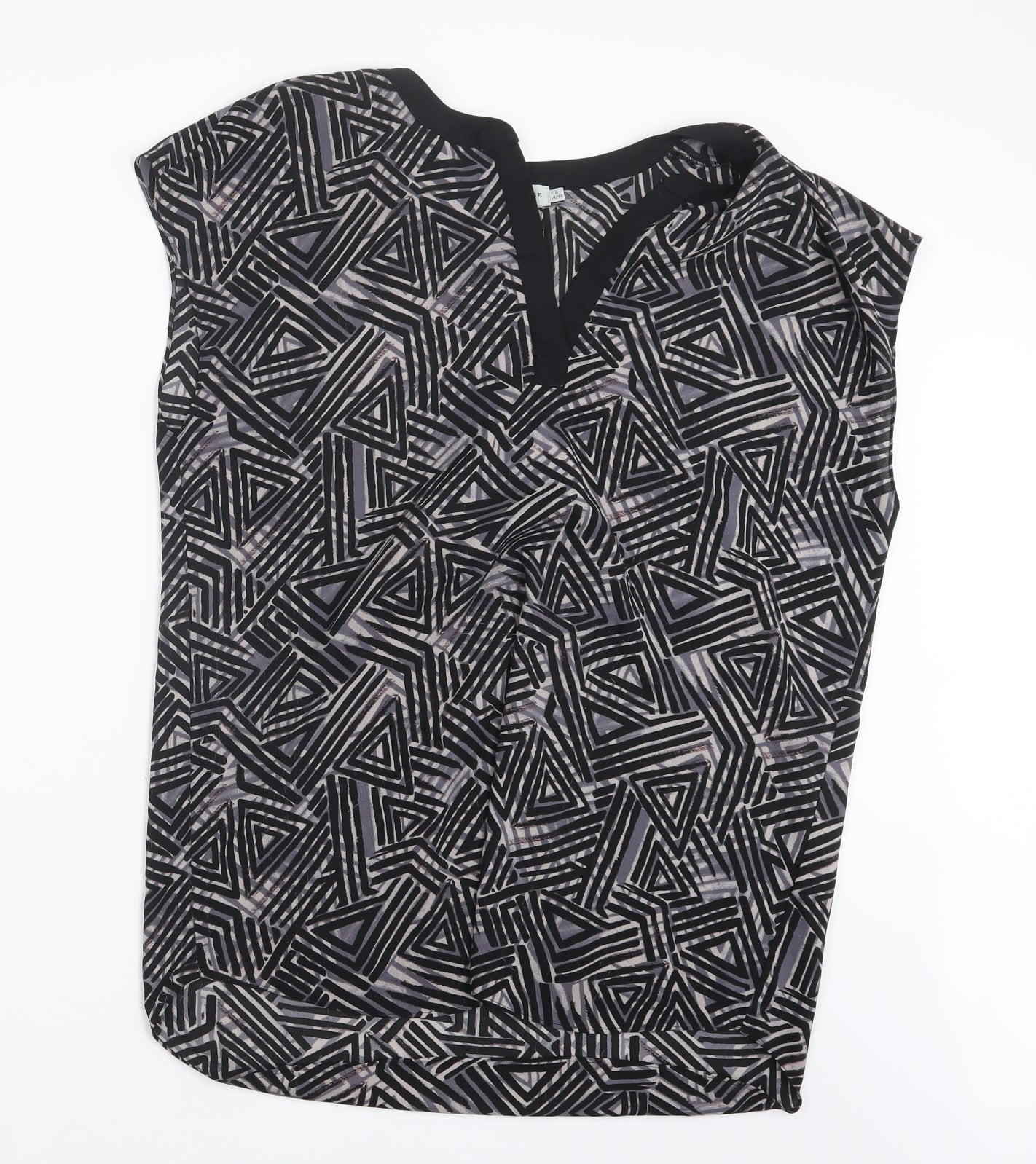 Paraphrase Womens Black Geometric  Basic Blouse Size 14