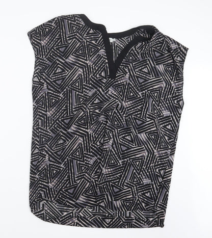Paraphrase Womens Black Geometric  Basic Blouse Size 14