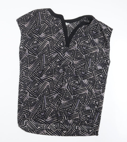 Paraphrase Womens Black Geometric  Basic Blouse Size 14