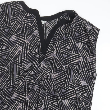Paraphrase Womens Black Geometric  Basic Blouse Size 14