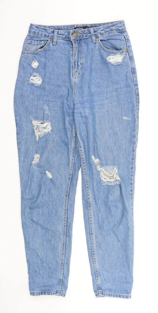 Boohoo Womens Blue  Denim Straight Jeans Size 10 L28 in