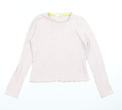 M&S Girls Pink   Basic T-Shirt Size 11-12 Years  - Lettuce Edging