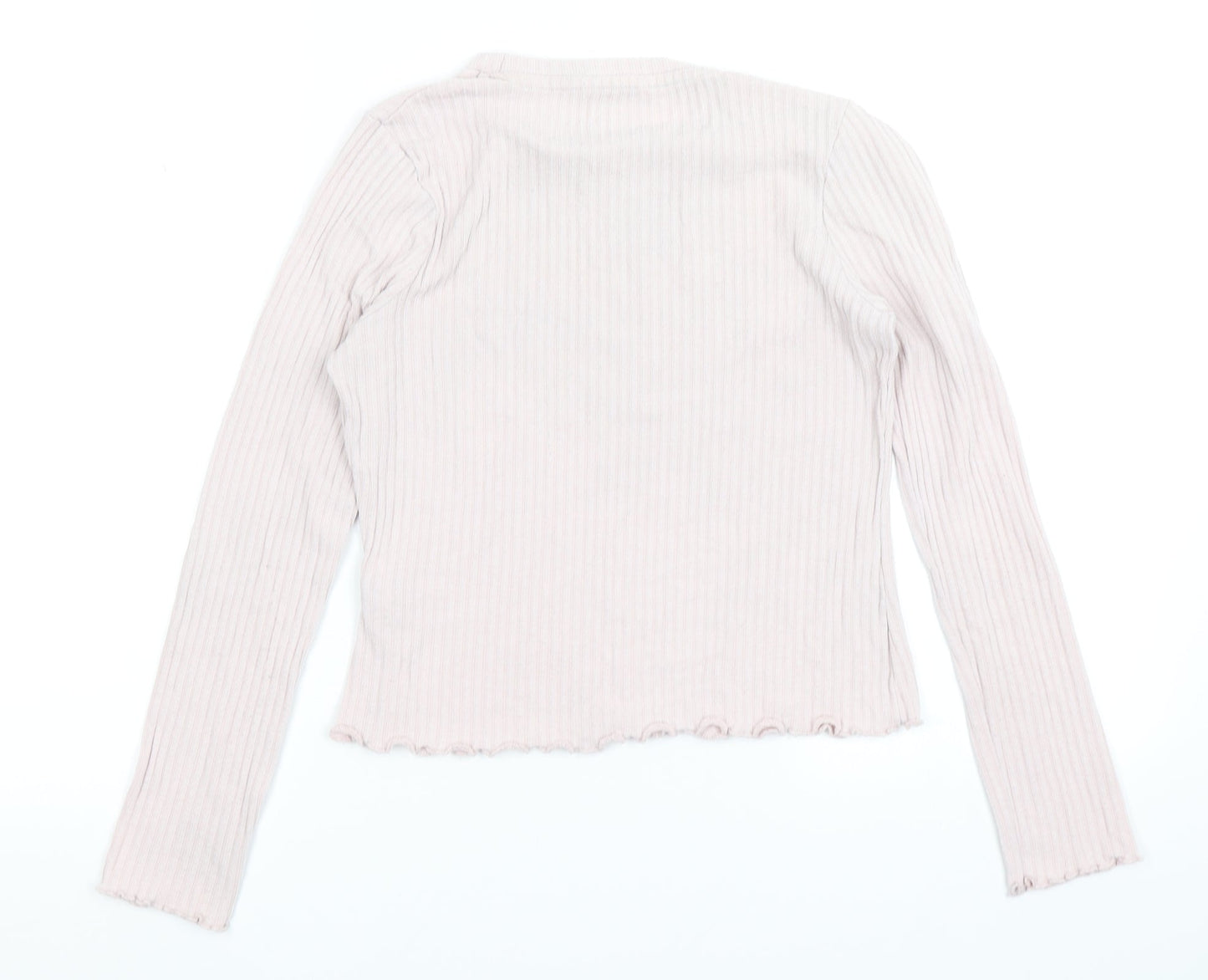 M&S Girls Pink   Basic T-Shirt Size 11-12 Years  - Lettuce Edging