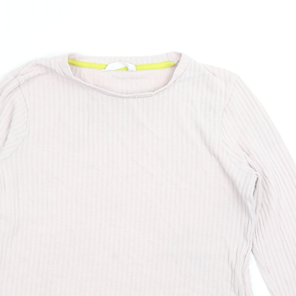 M&S Girls Pink   Basic T-Shirt Size 11-12 Years  - Lettuce Edging