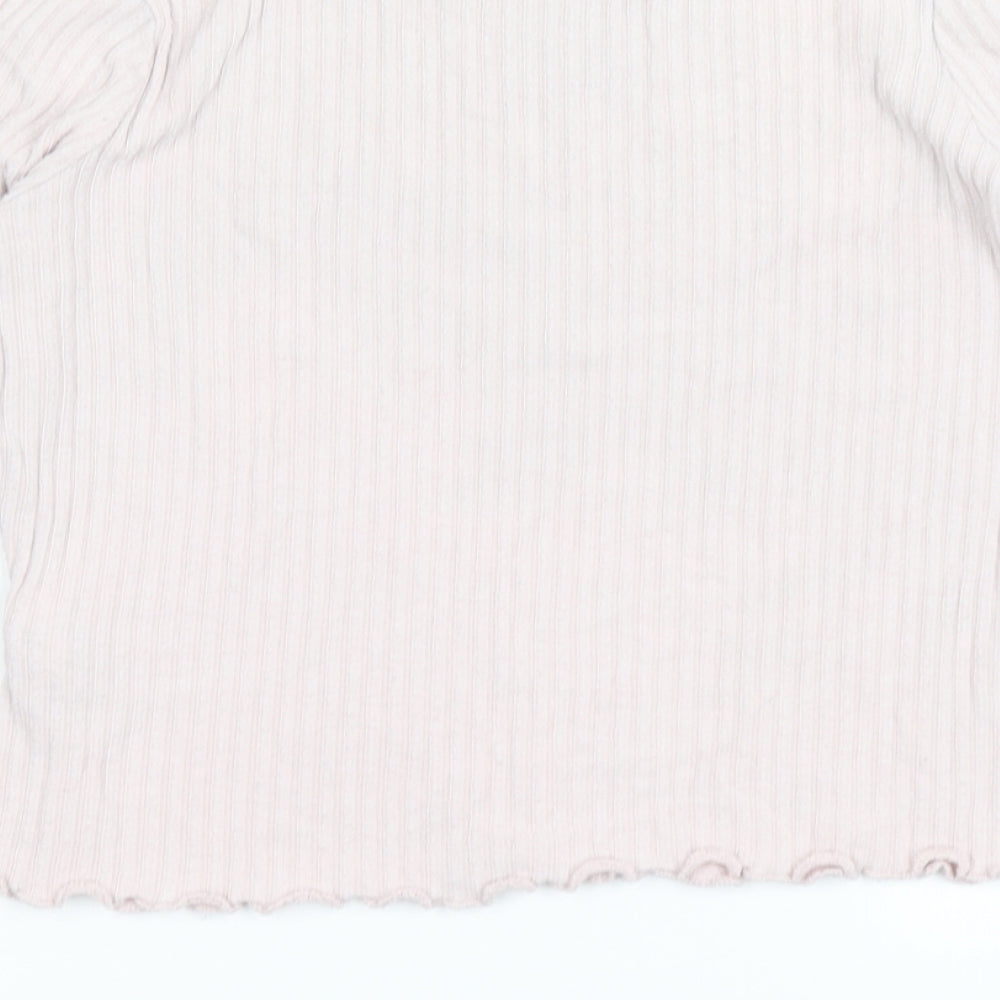 M&S Girls Pink   Basic T-Shirt Size 11-12 Years  - Lettuce Edging