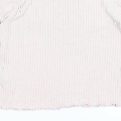 M&S Girls Pink   Basic T-Shirt Size 11-12 Years  - Lettuce Edging