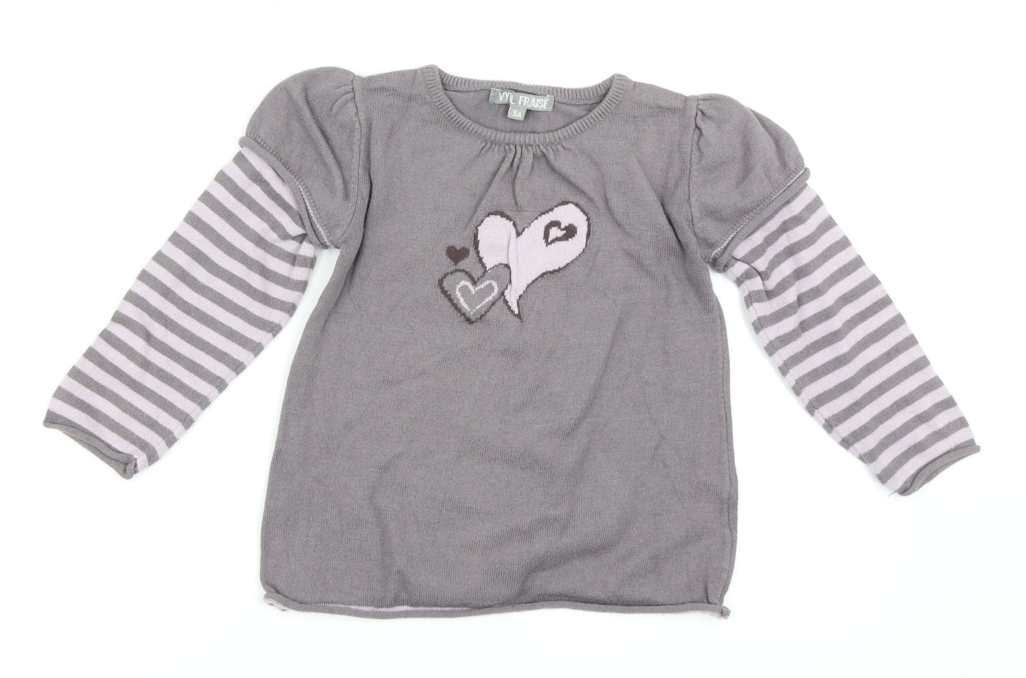 Vynil Fraise Girls Purple Striped Knit Pullover Jumper Size 5 Years