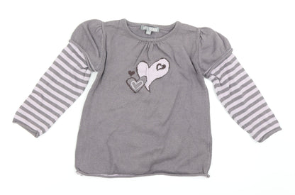 Vynil Fraise Girls Purple Striped Knit Pullover Jumper Size 5 Years