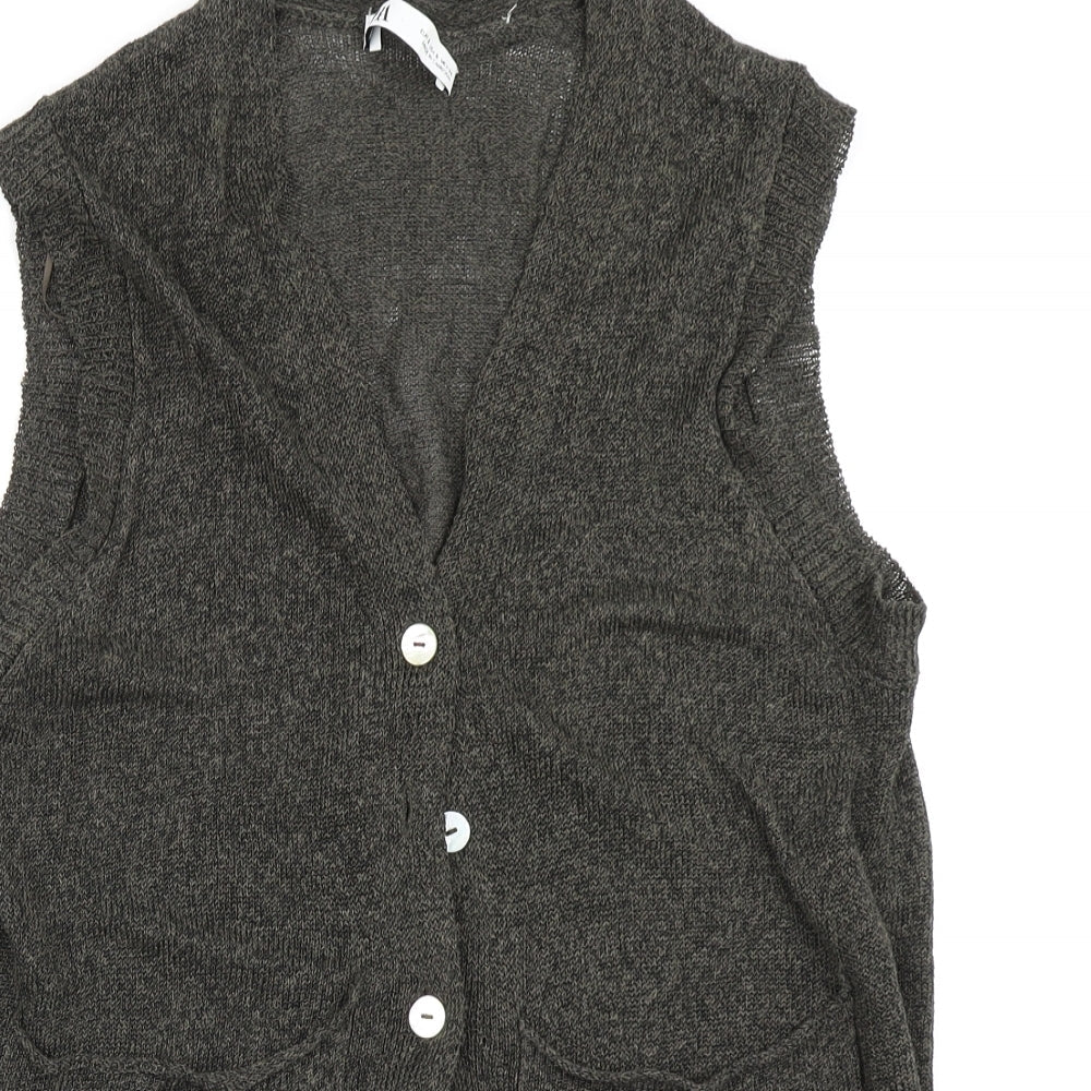 Womens UK Size S Zara Green Cardigan Jumper