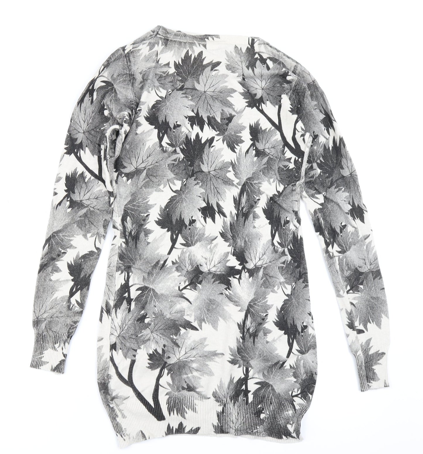 D&Z Fashion Womens Grey Floral Knit Jumper Dress  One Size