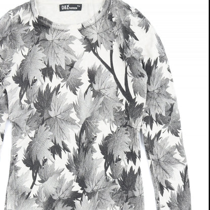 D&Z Fashion Womens Grey Floral Knit Jumper Dress  One Size