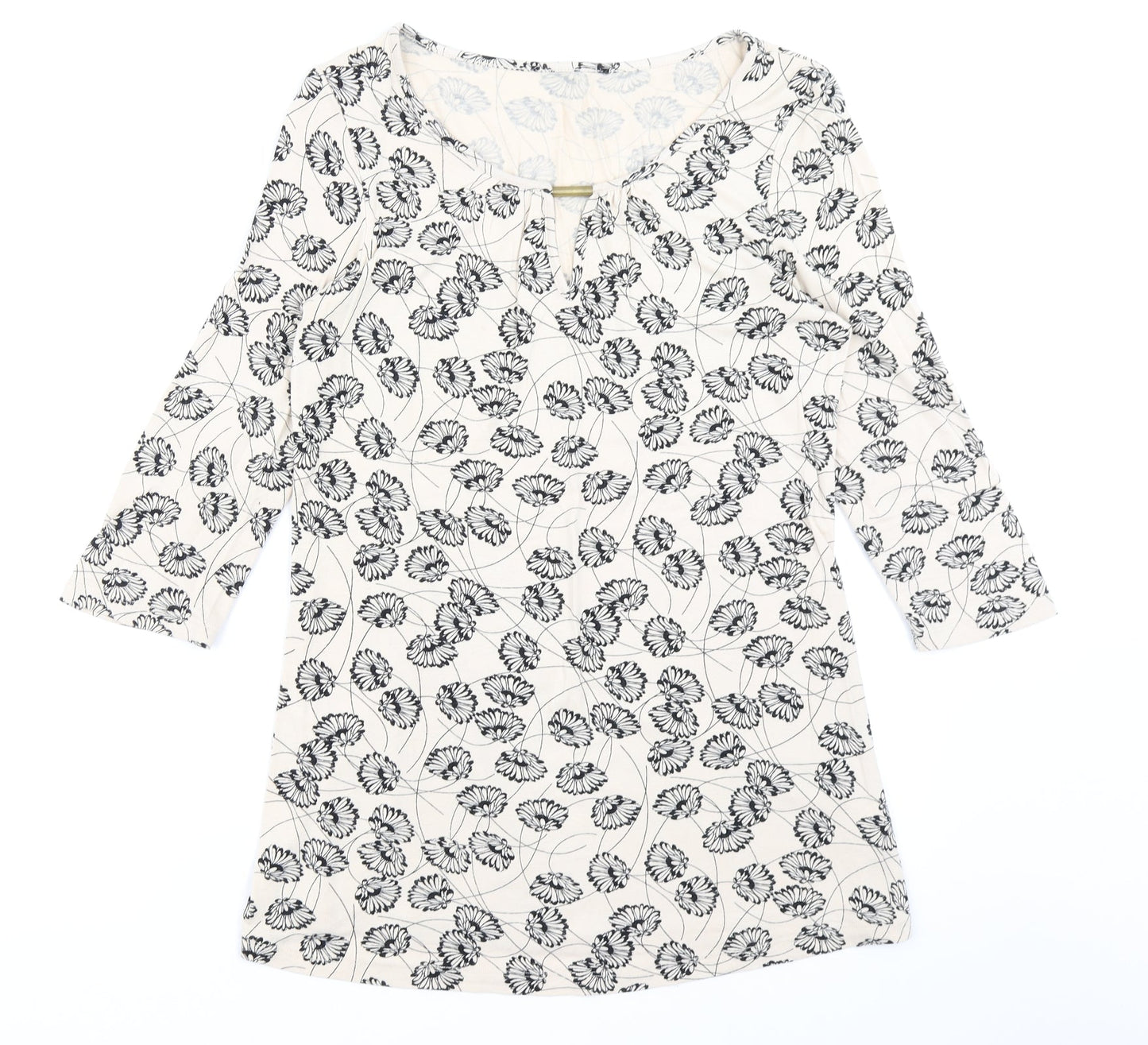 George Womens Beige Floral  Basic T-Shirt Size 12