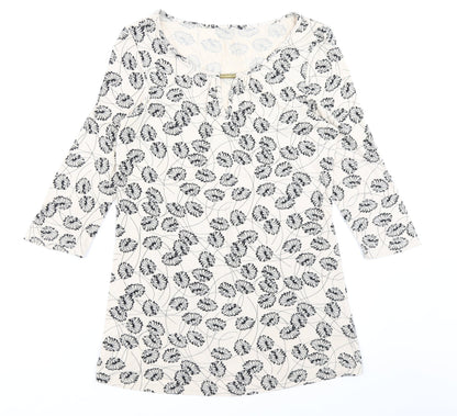 George Womens Beige Floral  Basic T-Shirt Size 12