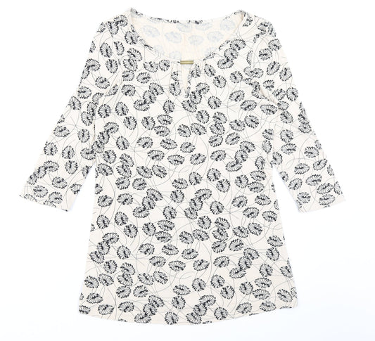 George Womens Beige Floral  Basic T-Shirt Size 12
