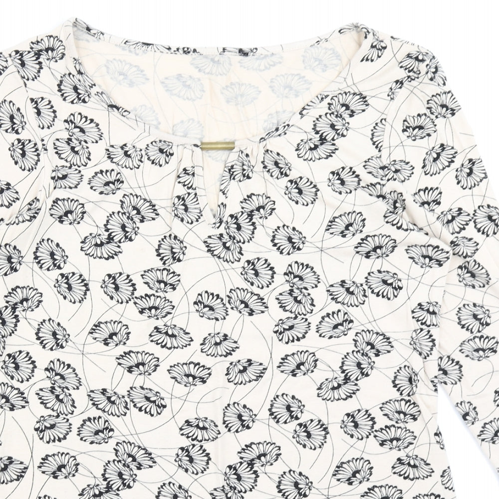 George Womens Beige Floral  Basic T-Shirt Size 12