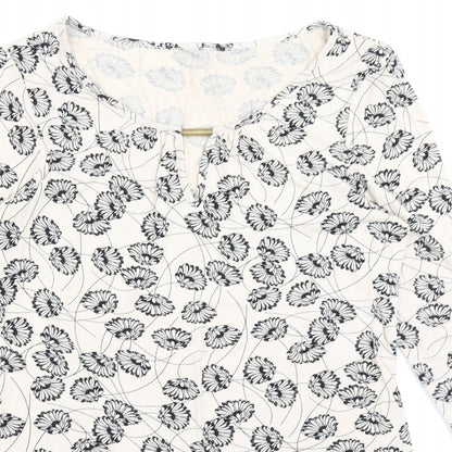 George Womens Beige Floral  Basic T-Shirt Size 12