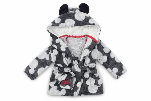 Disney Baby Grey Polka Dot Fleece Kimono Gown Size 6-9 Months