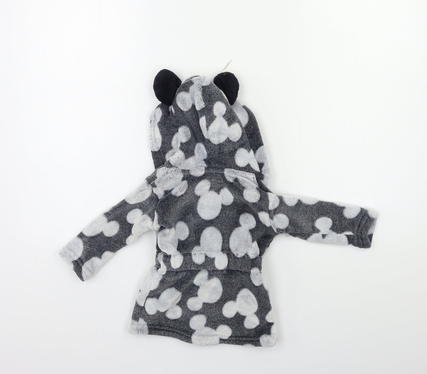 Disney Baby Grey Polka Dot Fleece Kimono Gown Size 6-9 Months