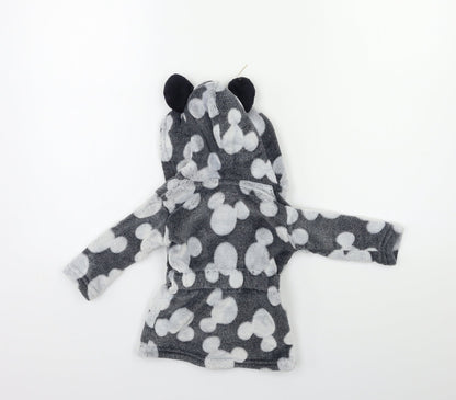 Disney Baby Grey Polka Dot Fleece Kimono Gown Size 6-9 Months