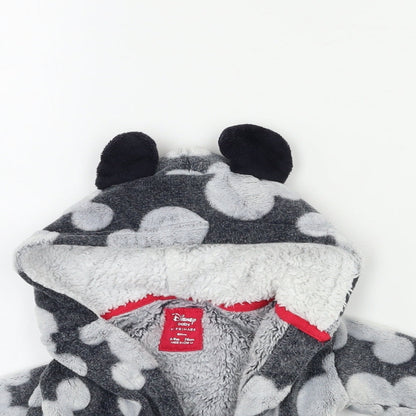 Disney Baby Grey Polka Dot Fleece Kimono Gown Size 6-9 Months