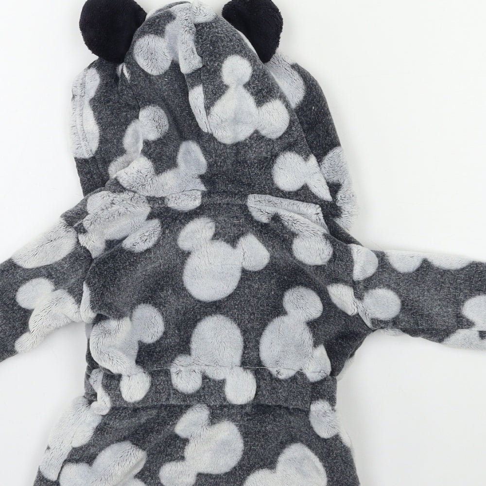 Disney Baby Grey Polka Dot Fleece Kimono Gown Size 6-9 Months