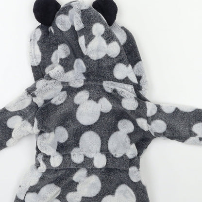 Disney Baby Grey Polka Dot Fleece Kimono Gown Size 6-9 Months