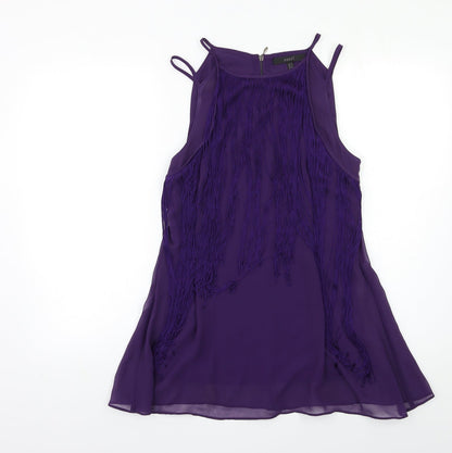 Coast Womens Purple   Basic Blouse Size 10  - tassel front