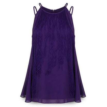 Coast Womens Purple   Basic Blouse Size 10  - tassel front