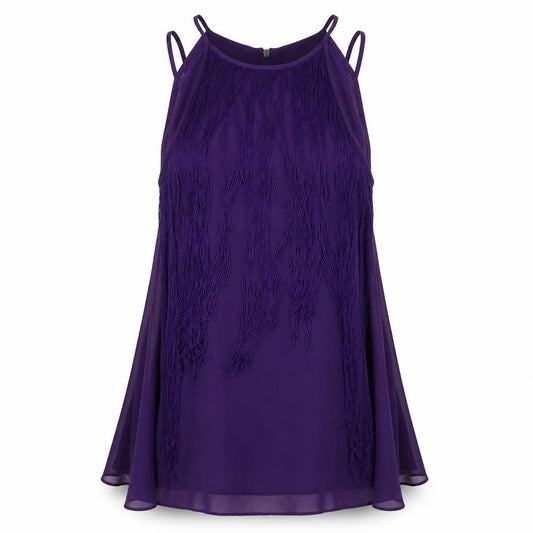 Coast Womens Purple   Basic Blouse Size 10  - tassel front