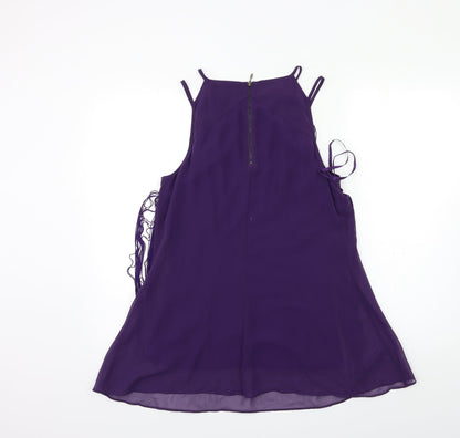 Coast Womens Purple   Basic Blouse Size 10  - tassel front