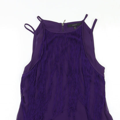 Coast Womens Purple   Basic Blouse Size 10  - tassel front