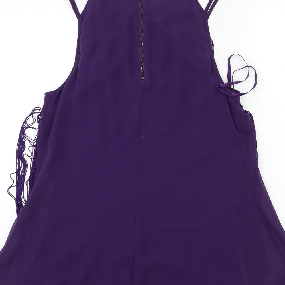 Coast Womens Purple   Basic Blouse Size 10  - tassel front