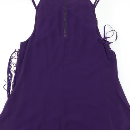 Coast Womens Purple   Basic Blouse Size 10  - tassel front