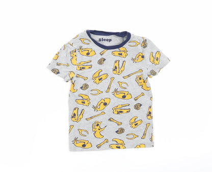 M&S Boys Grey Geometric   Pyjama Top Size 3-4 Years