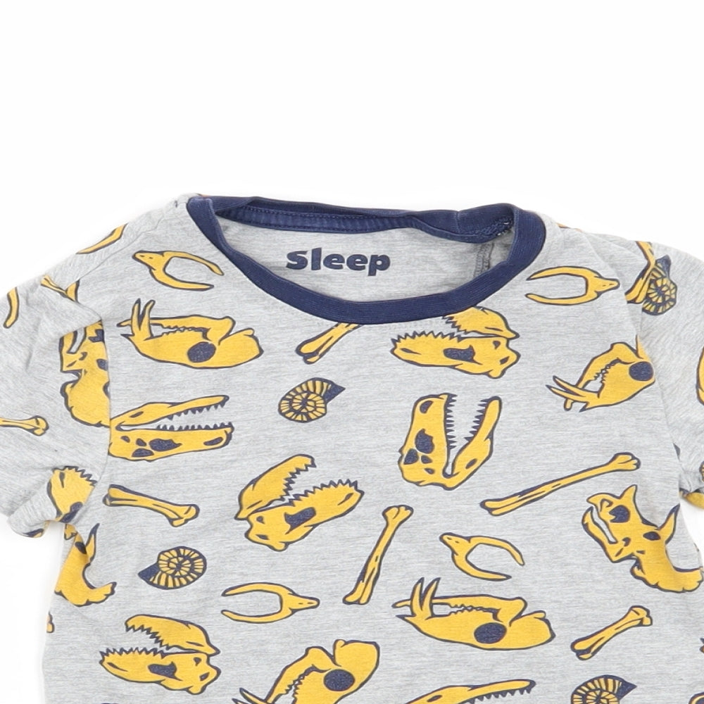 M&S Boys Grey Geometric   Pyjama Top Size 3-4 Years