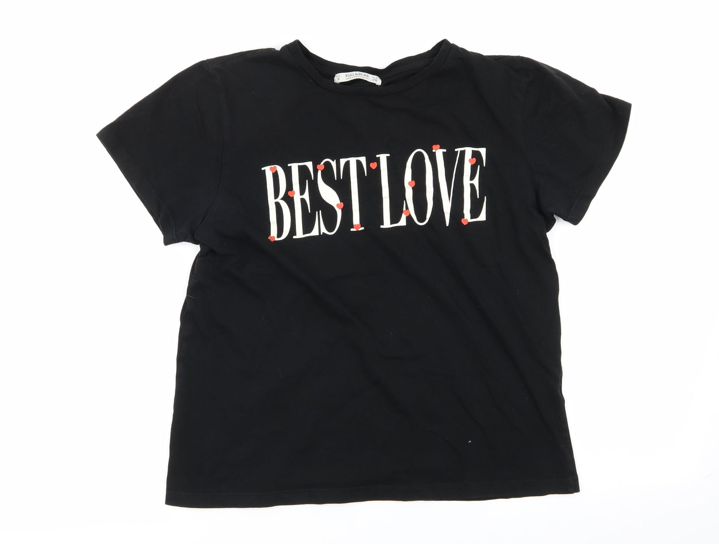 Womens UK Size S Pull&Bear Black Basic T-Shirt