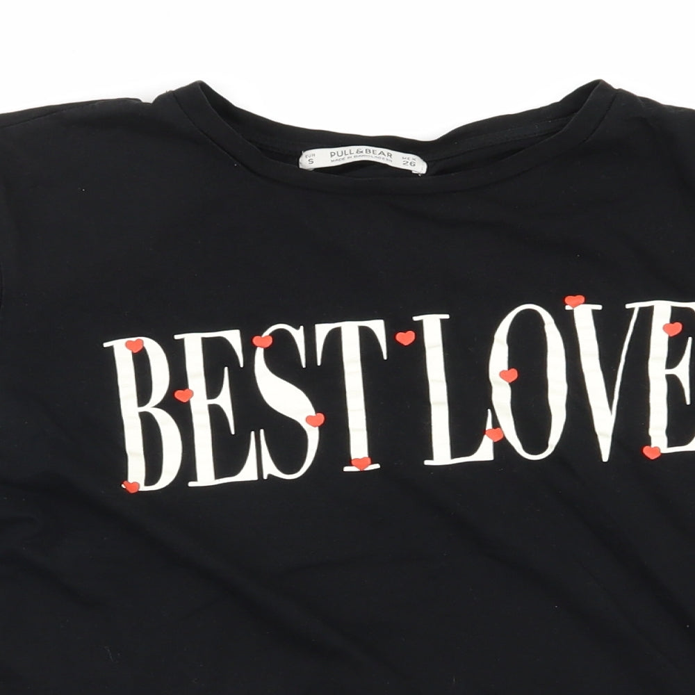 Womens UK Size S Pull&Bear Black Basic T-Shirt