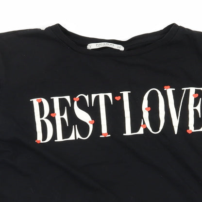 Womens UK Size S Pull&Bear Black Basic T-Shirt