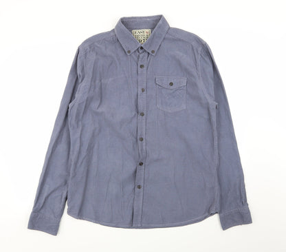Mens UK Size L Easy Blue  Button-Up Long Sleeve Casual Shirt