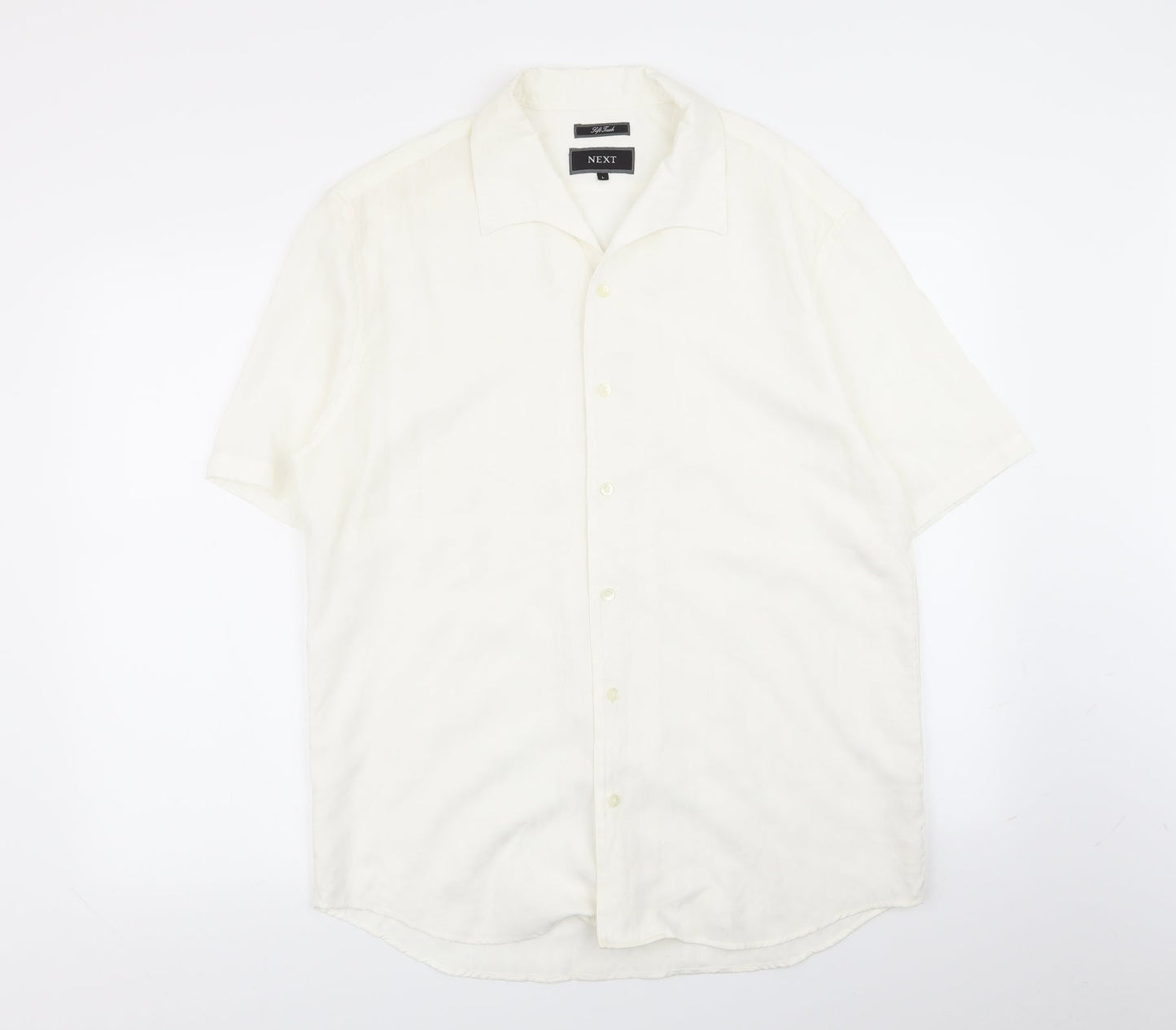 Mens UK Size L NEXT White  Button-Up Short Sleeve Casual Shirt