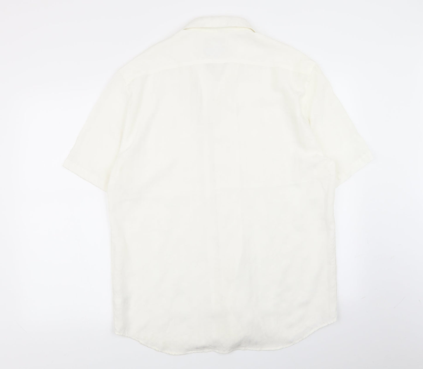 Mens UK Size L NEXT White  Button-Up Short Sleeve Casual Shirt