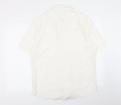 Mens UK Size L NEXT White  Button-Up Short Sleeve Casual Shirt