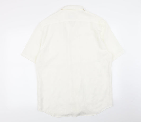 Mens UK Size L NEXT White  Button-Up Short Sleeve Casual Shirt