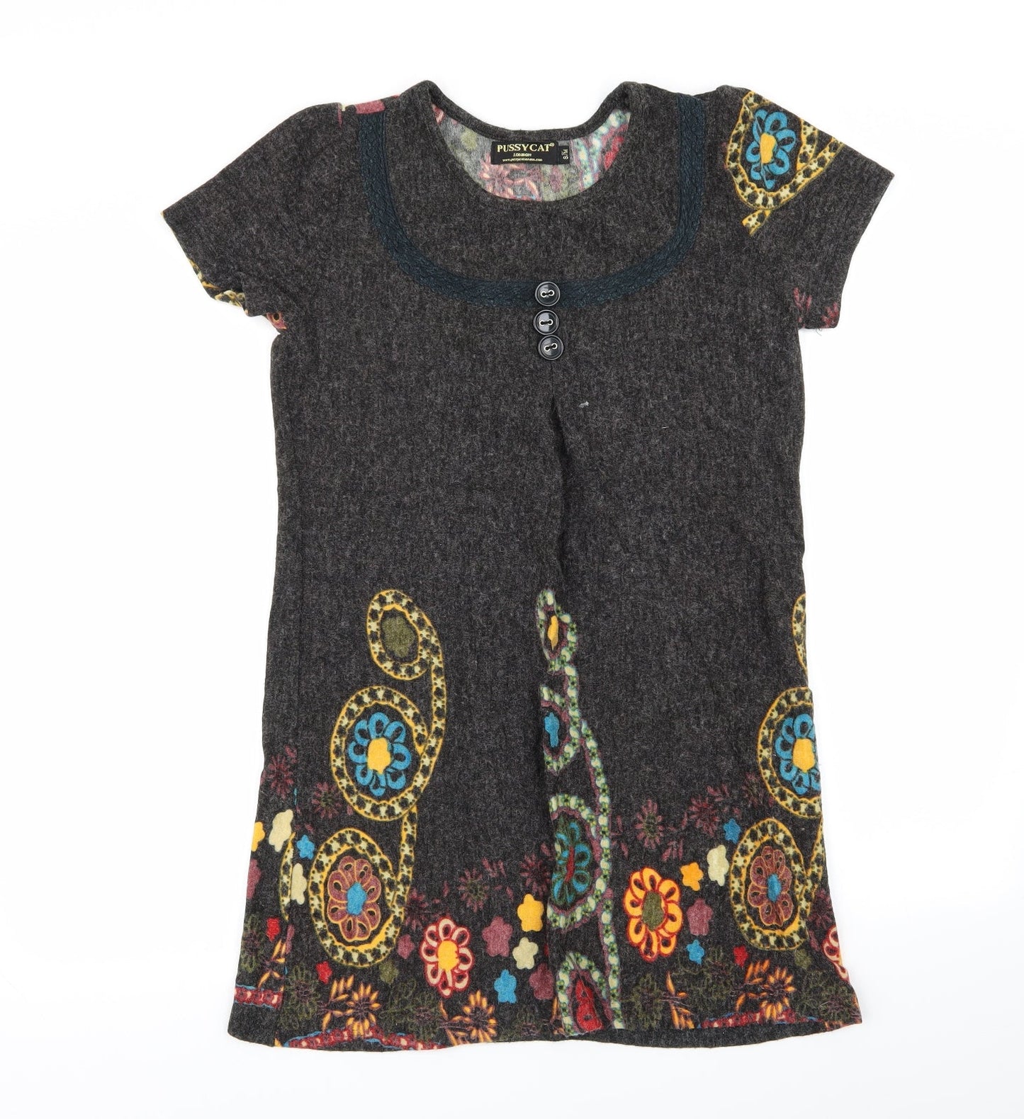 pussycat Womens Grey Geometric  A-Line  Size S