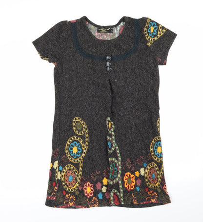 pussycat Womens Grey Geometric  A-Line  Size S
