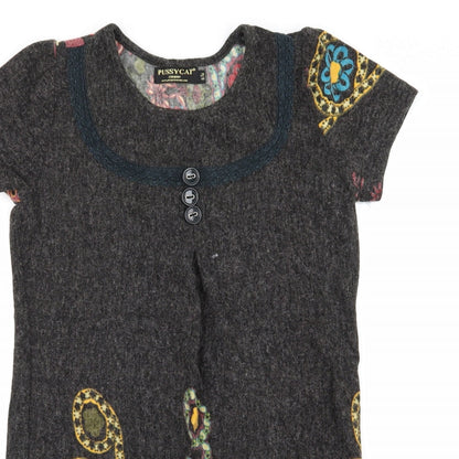 pussycat Womens Grey Geometric  A-Line  Size S