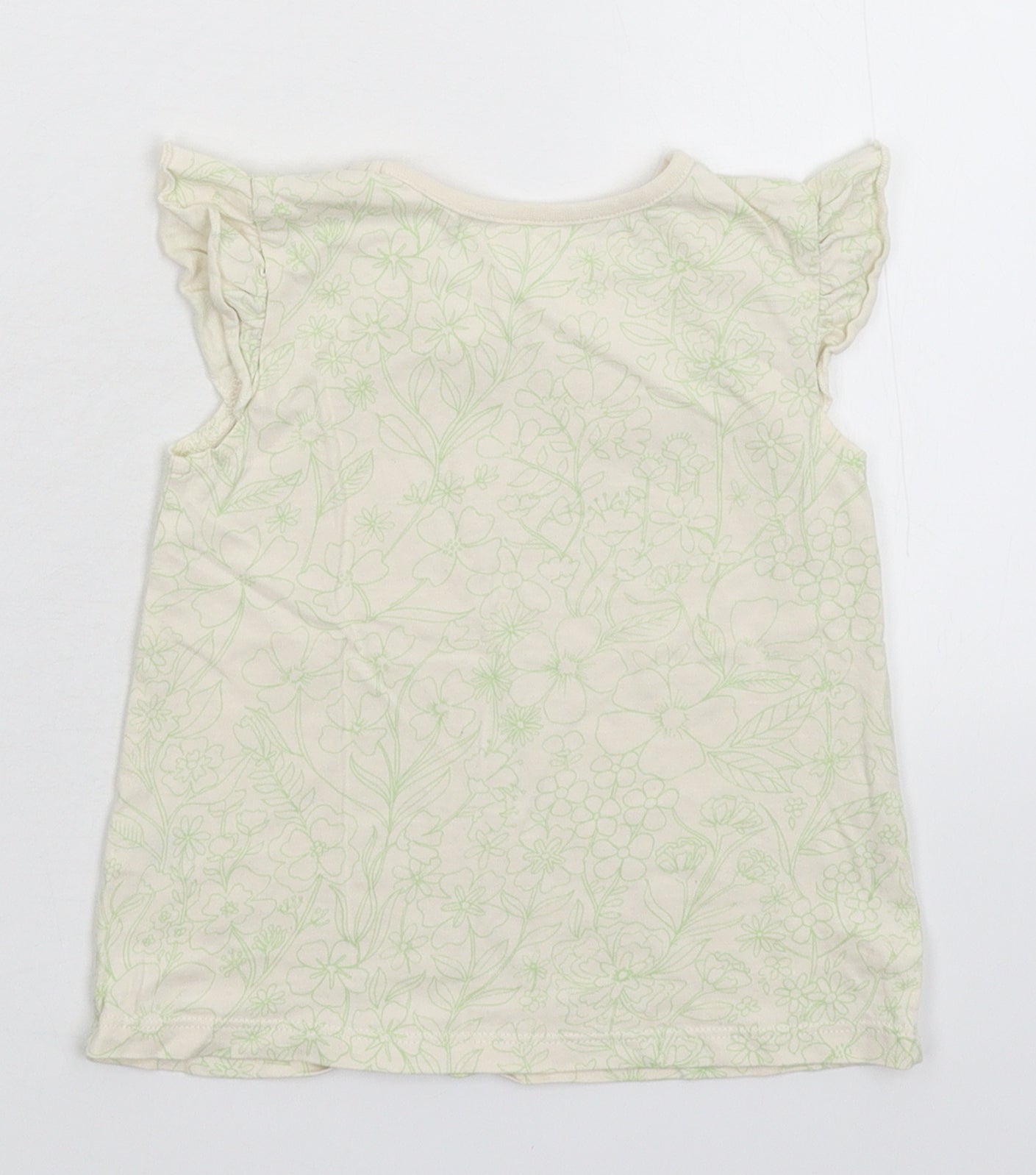 George Girls Yellow Floral  Basic T-Shirt Size 12-18 Months