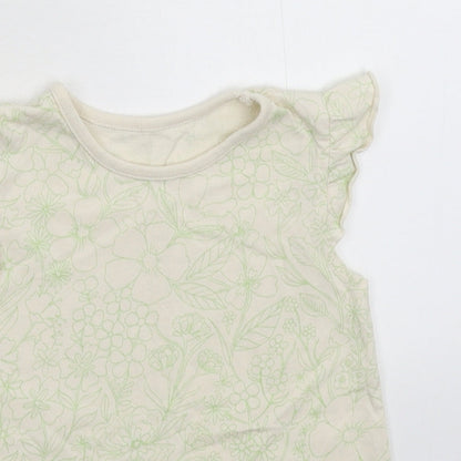 George Girls Yellow Floral  Basic T-Shirt Size 12-18 Months