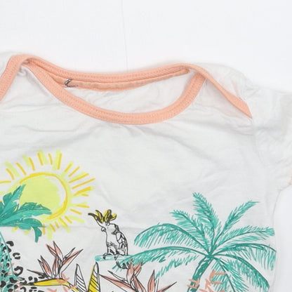 Close-up detail of Avon Baby White Basic T-Shirt, size 18-24, Months